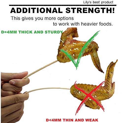  6" Natural Bamboo Skewers For BBQ，Appetiser，Fruit，Cocktail，Kabob，Chocolate Fountain，Grilling，Barbecue，Kitchen，Crafting And Party. Φ=4mm, More Size Choices 8"/10"/12"/14"/16"/30"(100 PCS)