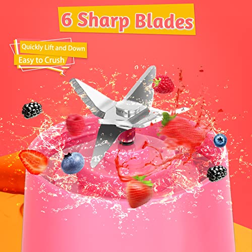  Portable Blender,Personal Blender For Shakes And Smoothies With Rechargeable USB Port,Fresh Juice Personal Size Blender With 380ml And 6 Blades