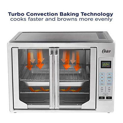 Oster® Convection Oven, 8-in-1 Countertop Toaster Oven, XL Fits 2 16" Pizzas, Stainless Steel French Door