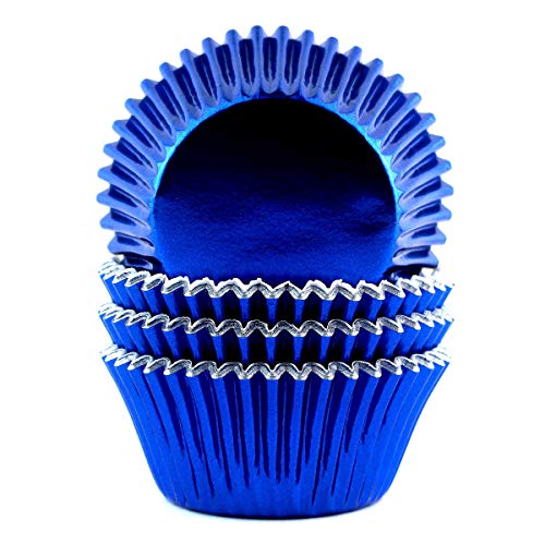  Foil Metallic Cupcake Liners Standard Baking Cups 100 Pcs (Navy Blue)