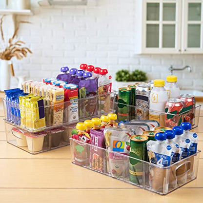  Plastic Pantry Organization And Storage Bins With Removable Dividers – XL Perfect Kitchen Organization Or Kitchen Storage – Refrigerator Organizer Bins, Cabinet Organizers, 2 Pack