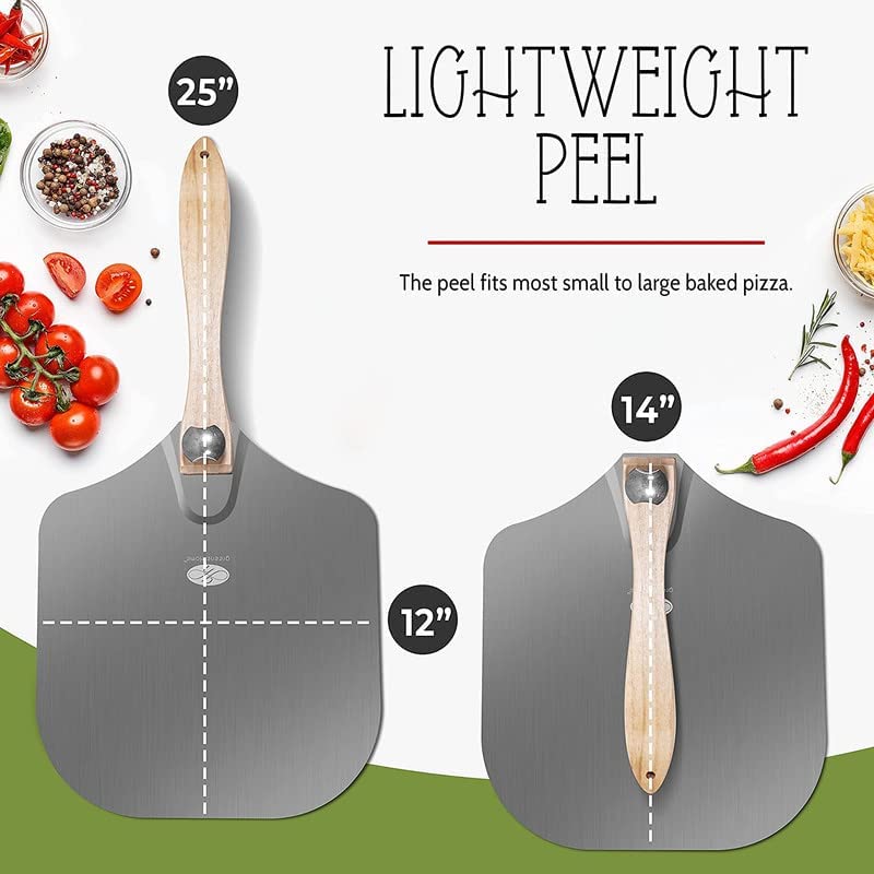  Reenerhome Pizza Peel- Paddle - Spatula - Metal- Premium Stainless Steel Pizza Peel 12 Inch- Aluminum Free Large Wood Folding Pizza Peel Long Handle For Pizza Stones Grill And Outdoor Pizza Oven