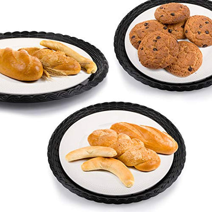  Fasmov 24 Pack 9" Paper Plate Holder, Reusable Plate Holder For Paper Plates, Woven Plastic Paper Plate Holder, Reusable Paper Plate Holder, Black