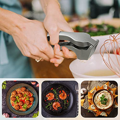  Garlic Press, Garlic Mincer Easy-squeeze Ergonomic Handle, Rust Proof, No Need To Peel, Professional Ginger Press & Garlic Crusher With Handy Cleaning Brush- Dishwasher Safe