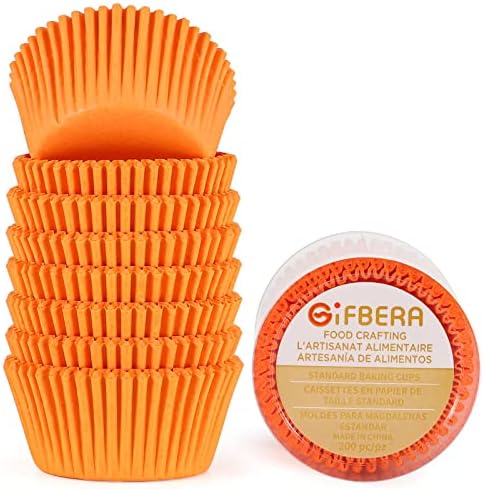  Fbera Natural Odorless Cupcake Liners Standard Greaseproof Paper Muffin Baking Cups 200-Count, Natural Color