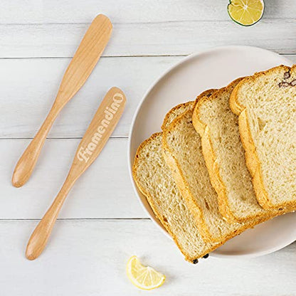  Framendino, 6 Pack Wooden Butter Spreaders Wood Cheese Peanut Jelly Jam Sandwich Cream Spreader Breakfast Dessert Condiment Spatula Spatulas For Kitchen Baking Tool Natural Color 6.5"