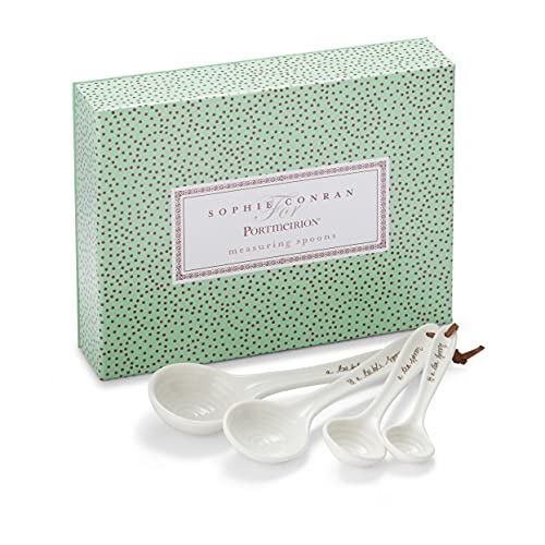  Portmeirion Sophie Conran White Measuring Spoons | Set Of 4 Measuring Spoon Set For Dry And Liquid Ingredients | Made From Fine Porcelain | Dishwasher Safe