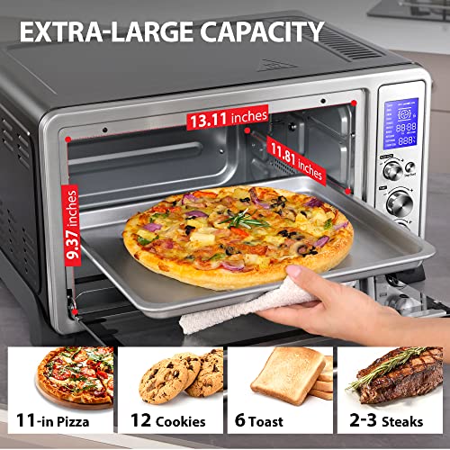 Toshiba OSHIBA AC25CEW-SS Large 6-Slice Convection Toaster Oven Countertop, 10-In-One With Toast, Pizza And Rotisserie, 1500W, Stainless Steel, Includes 6 Accessories