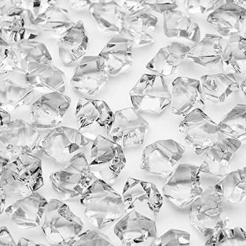  Patriotic Acrylic Ice Rocks Crystals Gems ~550 Pcs 3 Lbs Bulk Bag For Vase Filler Table Scatter Party Wedding Arts Crafts Decoration Display Idea -Red Blue Clear Blend