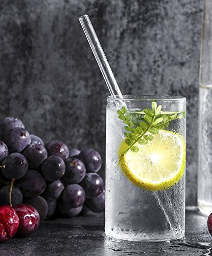  8 Pack Reusable Glass Drinking Straws - 10" X 10 Mm - Smoothie Straws For Milkshakes, Frozen Drinks, Smoothies, Bubble Tea - Environmentally Friendly