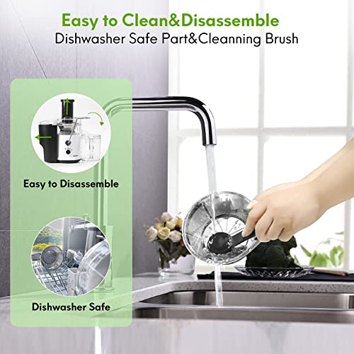  650W 3 Speeds Juicer Machines Vegetable And Fruit, Healnitor Centrifugal Juice Extractor With Big Mouth 3” Feed Chute, Easy To Clean, BPA-Free Compact Centrifugal Juice Maker, White