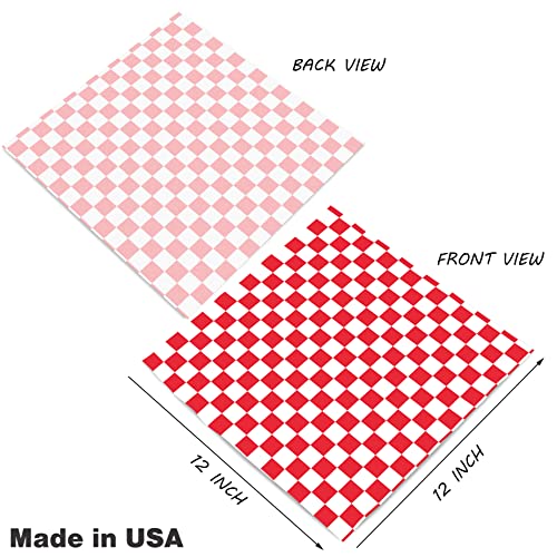  Deli Paper Sheets Sandwich Wrap Paper - 12x12" Food Wrapping Grease Resistant Checkered Liner Papers, Perfect For Restaurants, Barbecues, Picnics, Parties, Kids Meals, Outdoors - 250 Sheets