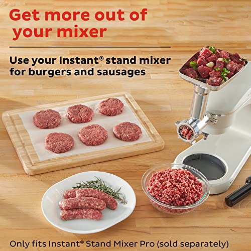  Meat Grinder Attachment For Instant Stand Mixer Pro, Includes 3 Grinding Plates, Cutting Blade, Sausage Plate, Sausage Tube, Food Tray, Food Pusher, And Feeder Housing, Meat Grinder Accessories