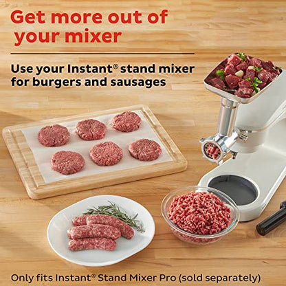  Meat Grinder Attachment For Instant Stand Mixer Pro, Includes 3 Grinding Plates, Cutting Blade, Sausage Plate, Sausage Tube, Food Tray, Food Pusher, And Feeder Housing, Meat Grinder Accessories
