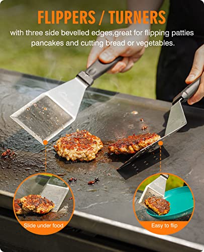  Griddle Accessories Kit, Exclusive Griddle Tools Spatulas Set For Blackstone - 8 Pcs Commercial Grade Flat Top Grill Accessories - Great For Outdoor BBQ, Teppanyaki And Camping