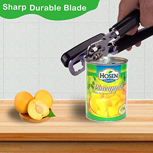  Can Opener Manual - Handheld Strong Heavy Duty Can Opener, Can Openers Smooth Edge With Sharp Blade, Oversized Easy To Use Turn Knob, Upgrade Manual Can Openers For Seniors With Arthritis (Black)