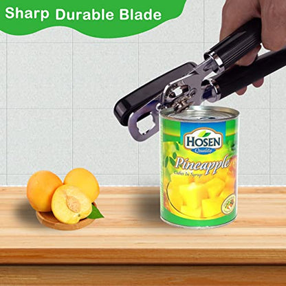  Can Opener Manual - Handheld Strong Heavy Duty Can Opener, Can Openers Smooth Edge With Sharp Blade, Oversized Easy To Use Turn Knob, Upgrade Manual Can Openers For Seniors With Arthritis (Black)