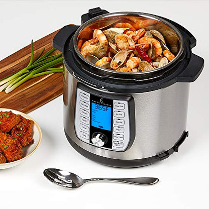  6 QT Pressure Air Fryer, 5 Pc Accessory Pack, Silver
