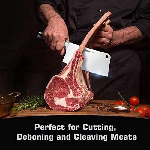  7-inch Meat Cleaver Knife, Stainless Steel Professional Butcher Chopper, Stainless Steel Handle, Heavy Duty Blade For Home Kitchen And Restaurant, Valentines Day Gifts For Him