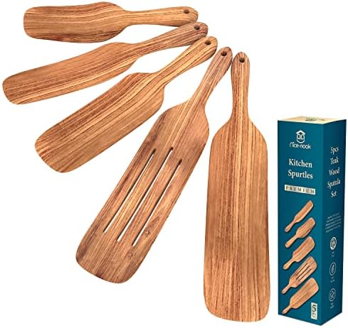  Wooden Spoons For Cooking-Kitchen Utensils Set With Holder-Nice-nook 8PCS Wooden Utensils For Cooking Made With Acacia Wood-Cooking Utensils Set Non-stick With Comfortable Soft Grip-Great House Gifts.