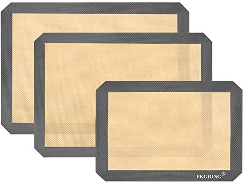 Silicone Baking Mat - Nonstick Large Baking Mat Set Of 3-2 Half Sheets Mats (11 5/8" X 16 1/2") + 1 Quarter Sheets - Extra Thick Reusable Bakeware Mats For Cookies, Pastry, Bread, Bun, Fondant