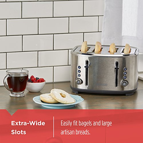 Black & Decker 4-Slice Extra-Wide Slot Toaster, Stainless Steel, TR4300SSD