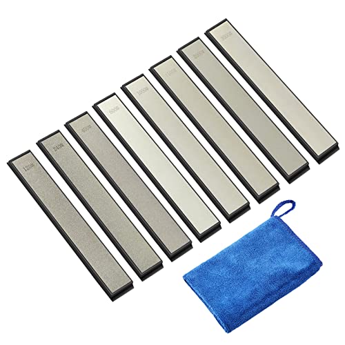  8 Pcs Diamond Sharpening Plates, IMAGE 120/240/400/600/1000/1500/2000/3000 Diamond Sharpener, Diamond Plate Sharpener, Kitchen Knife Grinding(6.3in*0.78in)