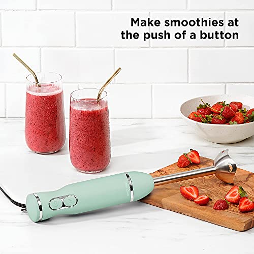  Immersion Stick Hand Blender With Stainless Steel Blades, Powerful Electric Ice Crushing 2-Speed Control Handheld Food Mixer, Purees, Smoothies, Shakes, Sauces & Soups, Sage