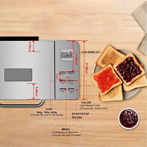  Mbj Bread Maker Stainless SteelAutomatic Bread Maker Programmable Bread Machine With Sizes Fruit Nut Dispenser