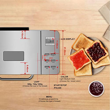  Mbj Bread Maker Stainless SteelAutomatic Bread Maker Programmable Bread Machine With Sizes Fruit Nut Dispenser