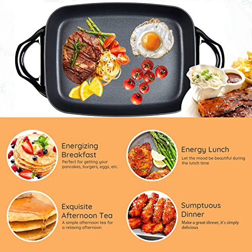  Black Electric Skillet, Spout Dishwasher Safe, Scratch Resistant, Non-Stick, Anti Slip Chassis, Adjustable Temperature