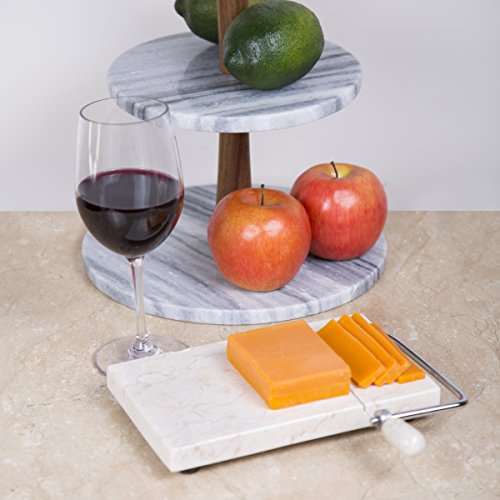  Creative Home Natural Champagne Marble Cheese Slicer Wire Cheese Butter Cutter, 5" L X 8" W, Beige