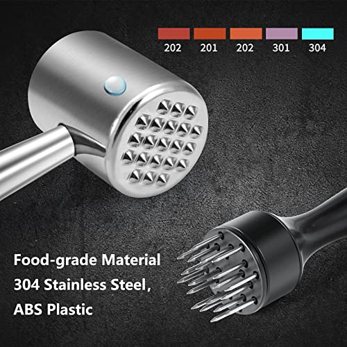  ChefVille MT02 2-in-1 Meat Tenderizer Tool, Meat Mallet, Meat Tenderizer Hammer For BBQ, Chicken, Steak, Fish