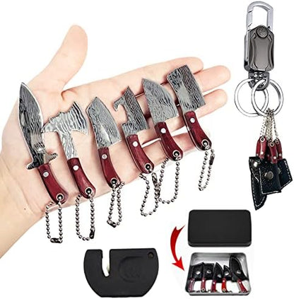  Tiny Knife Chef Keychain With Sheath For Package Opener Box Cutter Letter Opener-8pcs