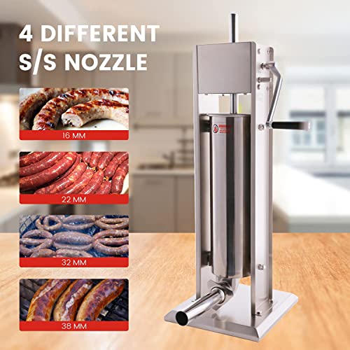  Akka 15 Lb/7 L Sausage Stuffer 2 Speed Stainless Steel Vertical Sausage Maker