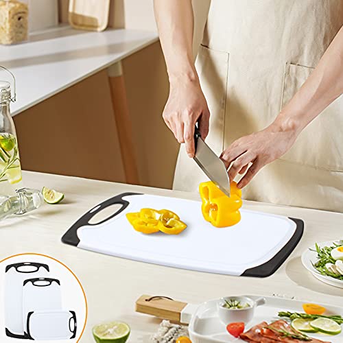  Kitchen Cutting Board - Juice Grooves With Easy-Grip Handles, Non-Porous, Dishwasher Safe (M, Black)