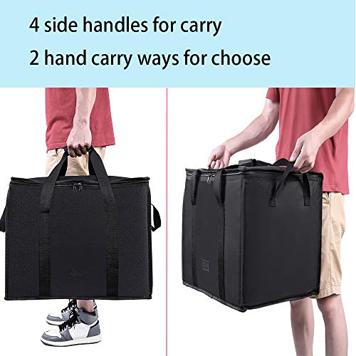  Reusable Insulated Food Delivery Bag For Transport -Foldable Heavy Duty Food Warmer Grocery Bag For Camping Catering Restaurants (fit 14" Pizza)
