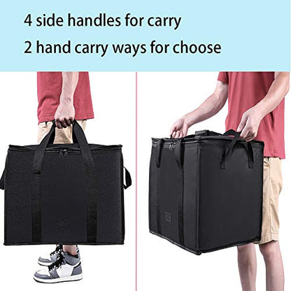  Reusable Insulated Food Delivery Bag For Transport -Foldable Heavy Duty Food Warmer Grocery Bag For Camping Catering Restaurants (fit 14" Pizza)