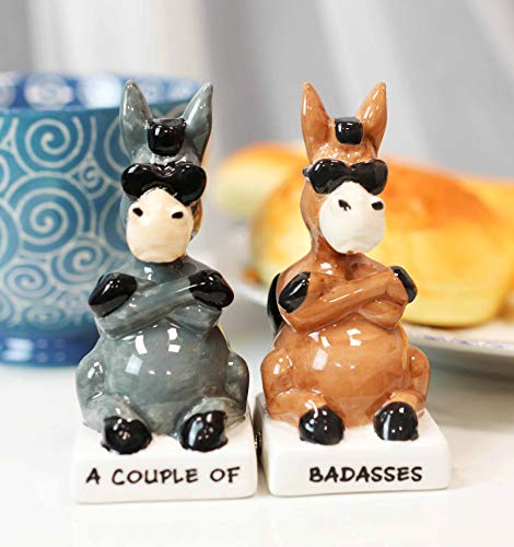  Ceramic A Couple Of Badasses Brown And Gray Jackass Donkeys With Shades Magnetic Salt And Pepper Shakers Set Figurines Party Kitchen Tabletop Country Farm Collectible Decorative Accents