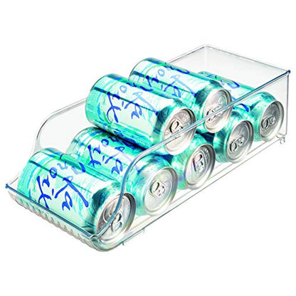  BPA-Free Plastic Water Bottle And Drink Holder Fridge Organizer Bin For Kitchen, Basement, Garage Fridge – 13.7" X 5.4" X 4.1", Clear Plastic, Set Of 1