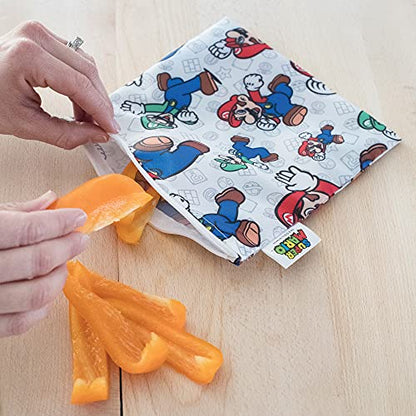  Sandwich Bag / Snack Bag, Reusable Fabric, Washable, Food Safe, BPA Free, 7x7 â€“ Nintendo Mario/Luigi, Pack Of 1