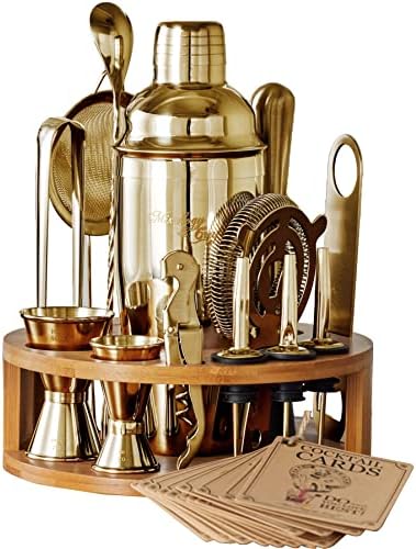  Bartender Kit - 15 Piece Set Including Cocktail Shaker And Bar Accessories, Perfect For Drink Mixing At Home, Plus Exclusive Recipe Cards