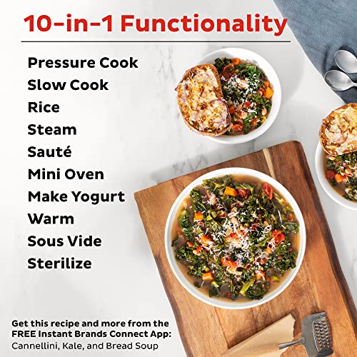  Ro 10-in-1 Pressure Cooker, Slow Cooker, Rice/Grain Cooker, 8 Quart & Ceramic Non Stick Interior Coated Inner Cooking Pot 8 Quart