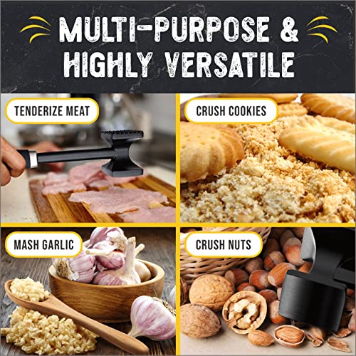  ﻿﻿Checkered Chef Meat Tenderizer Hammer - Dishwasher Safe Metal Kitchen Mallet For Tenderizing Chicken, Beef, Pork & Nuts With Non-Slip Grip