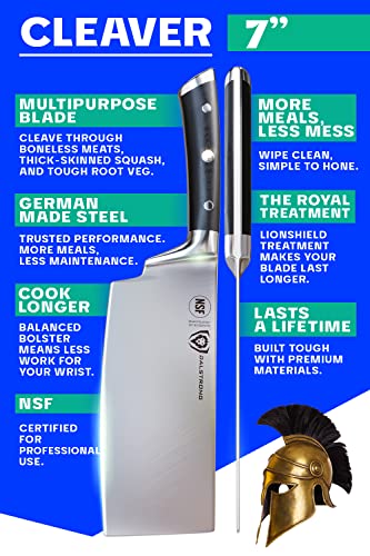  Meat Cleaver Knife - 7 Inch - Gladiator Series - Heavy Duty - Razor Sharp - Forged High Carbon German Steel Kitchen Knife - Sheath Included - NSF Certified