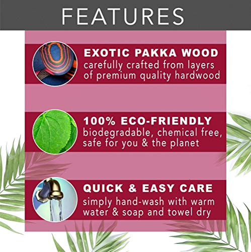  Pakkawood 6-Piece Utensil Set With Gift Bag - Elegant Kitchen Spoon, Slotted Spoon, Corner Spoon, Spatula, 13” Spurtle, 9” Spurtle For Serving & Cooking, Non-Stick Utensils