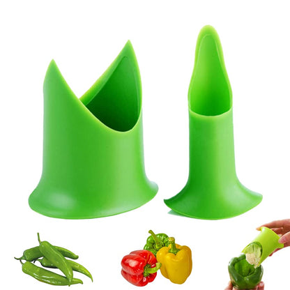  2PCS Quick Core Pepper Corer Tool，Bell Pepper Seed Remover, Great Gadget Kitchen Tool For Tomatoes Fruits Vegetables (Green)