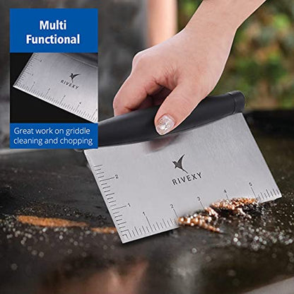  Griddle Scraper Stainless Steel – Grill Scraper For Griddle, Griddle Scraper Tool, Flat Top Grill Scraper, Dough Scraper Use For Chopping, Dicing, Cutting, Mixing Food And Cleaning