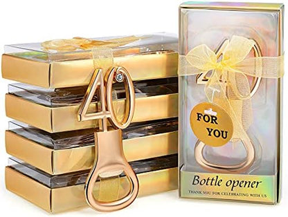  50 Pcs Golden Bottle Opener Birthday Party Favors, Rhinestones Wedding Anniversary For Guests Beer Opener Favor Gift Party Decor (60th Style)