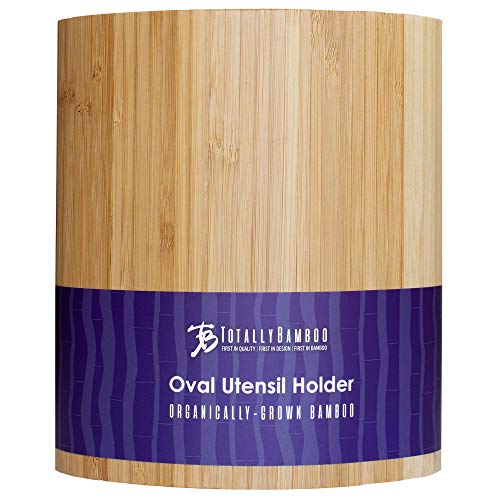  Totally Bamboo Oval Shaped Bamboo Kitchen Utensil Holder, 6" X 4" X 7"